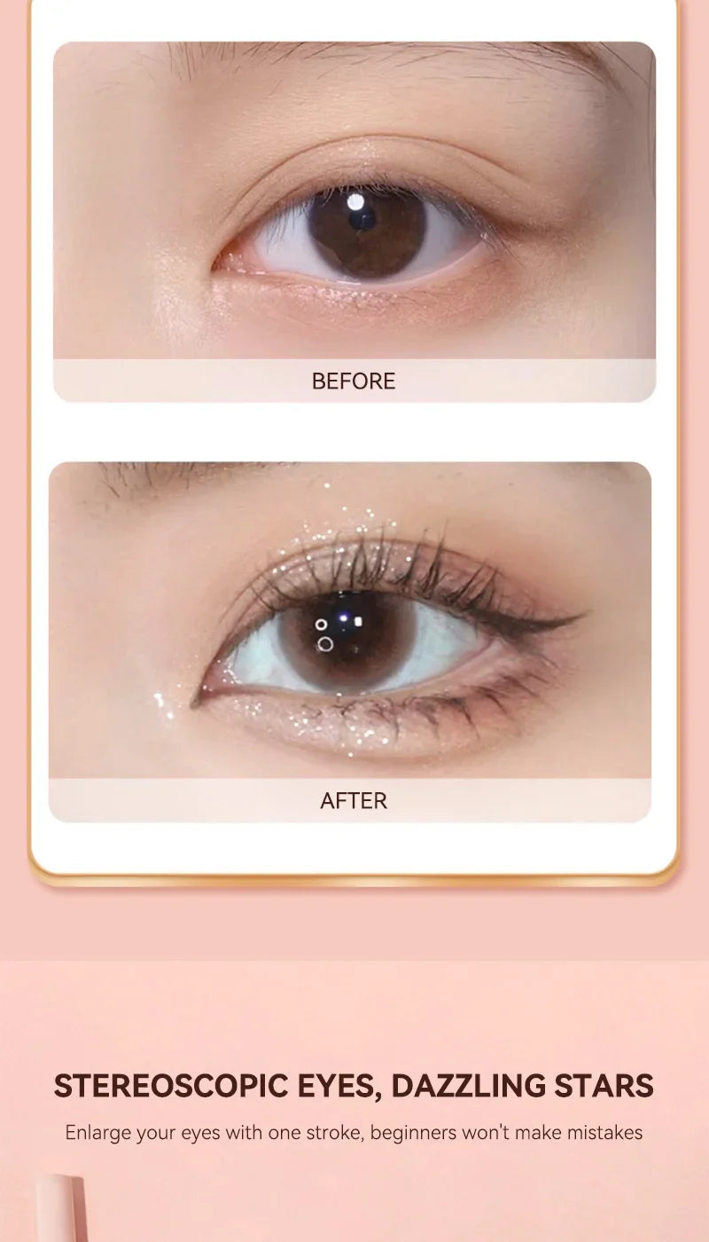 GECOMO 3D star eye double head silkworm pen, keep makeup lasting, waterproof and not easy to stain, brighten Beauty Trend Shop