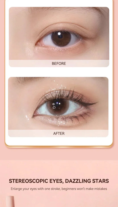GECOMO 3D star eye double head silkworm pen, keep makeup lasting, waterproof and not easy to stain, brighten Beauty Trend Shop