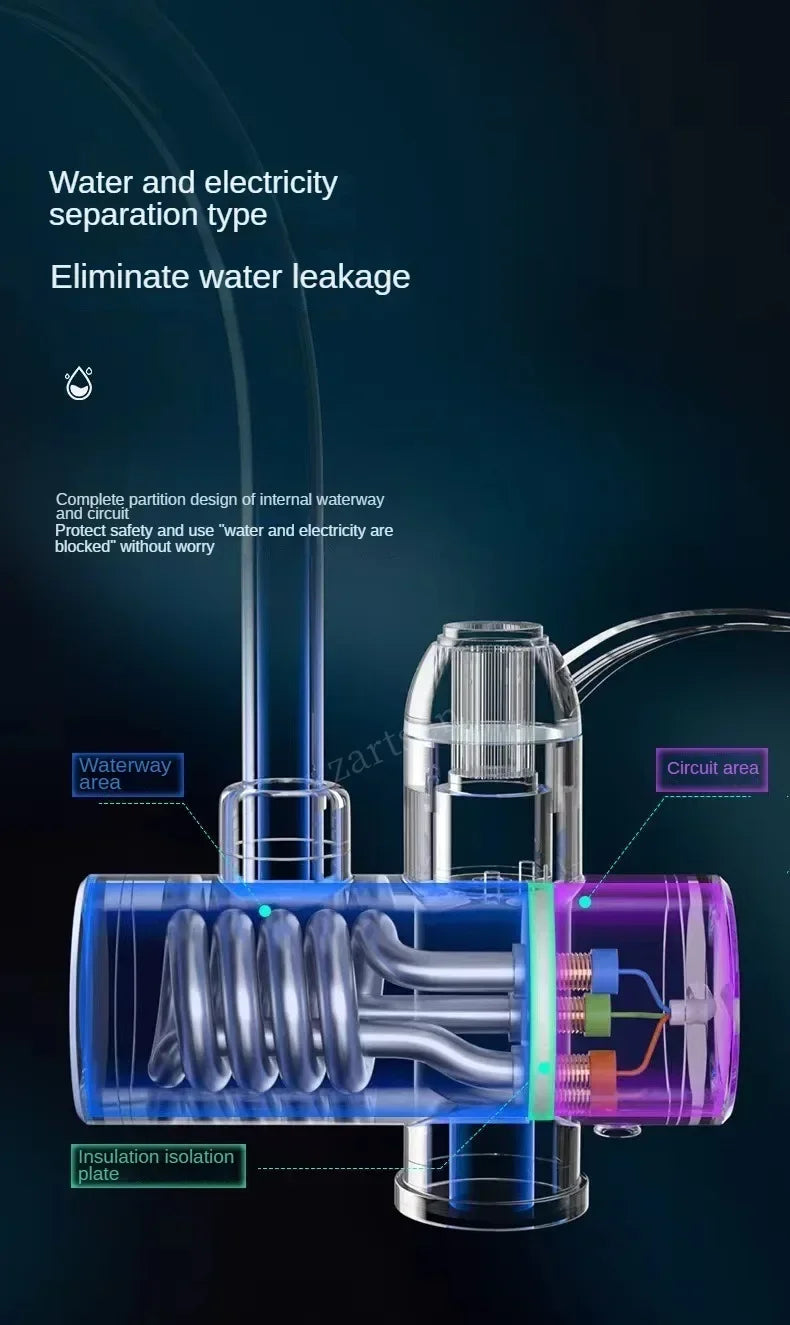 3000W Electric Kitchen Water Heater Tap Instant Hot Water Faucet Heater Cold Heating Faucet Tankless Instantaneous Water Heater Beauty World Shop
