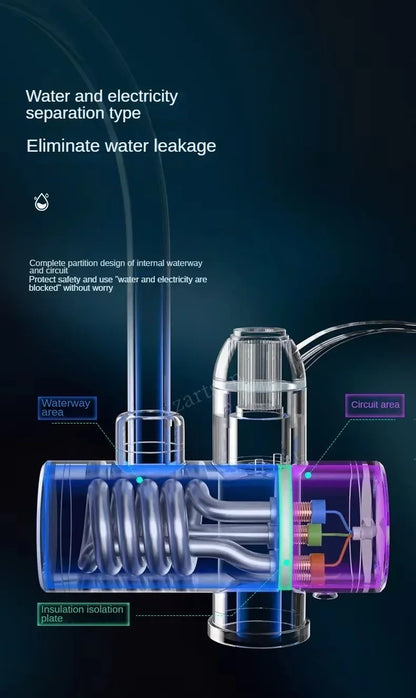 3000W Electric Kitchen Water Heater Tap Instant Hot Water Faucet Heater Cold Heating Faucet Tankless Instantaneous Water Heater Beauty World Shop