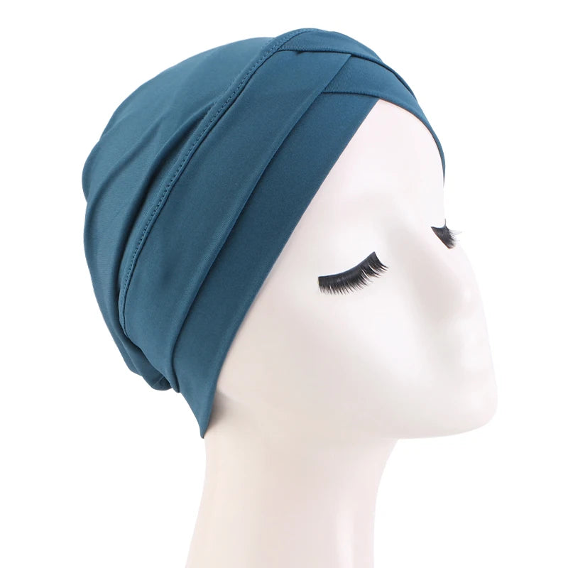 New Women cross muslim hijab inner hat Islamic UnderScarf Arab Wrap Chemo Bandana Muslim Scarf Hijab Bonnet Cap Indian Hat Beauty World Shop