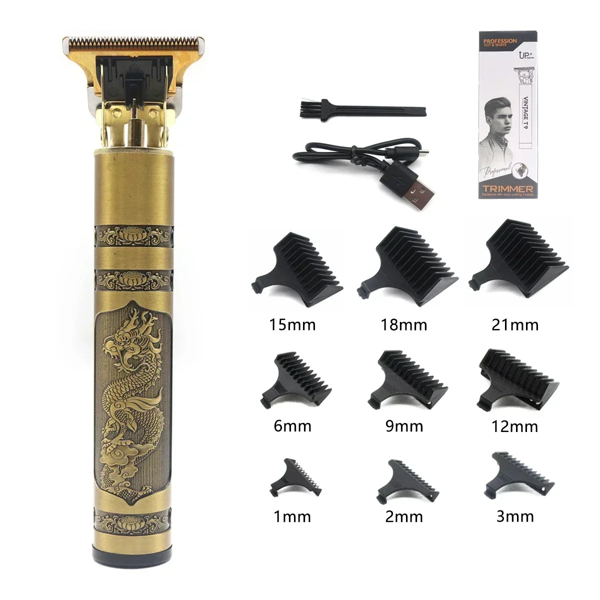 Professional T9 Hair Trimmer Machine Metal Body Beard Trimmer for Men Stainless Steel Blade Hair Clipper Beard Trimmer Beauty World Shop