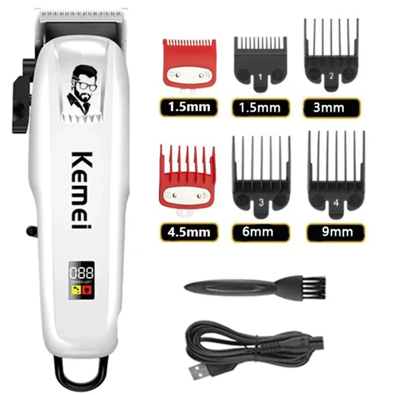 Kemei Electric Hair Clipper KM-PG809A Hair Cut Wireless Trimmer Men Professional Clipper Machine Rechargeable Hair Cut Barber Beauty Trend Shop