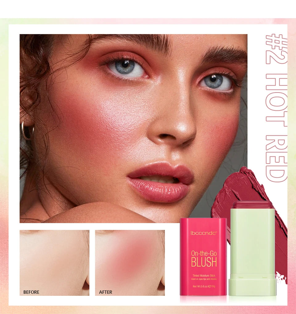 Make Up Functional Blush Stick Easy Color Rouge Blusher Cream Waterproof High Color Rendering Brightening Skin Tone Hot Beauty World Shop