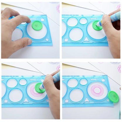 Geometry Spirograph Drawing Stencils Set Painting Template Art Crafts Creative Kids Educational Toy Variety of Flowers Ruler Beauty Fashion