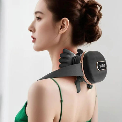 4D Kneading Neck Massager with Real Hand Feel Heated Compression 3 Levels Intensity Cordless for Home and Office Use