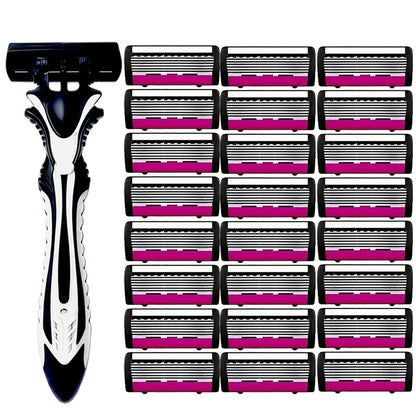 6-layer classic razor, razor set, stainless steel blade, manual safety razor, reusable blade, silicone anti-skid layer Beauty World Shop
