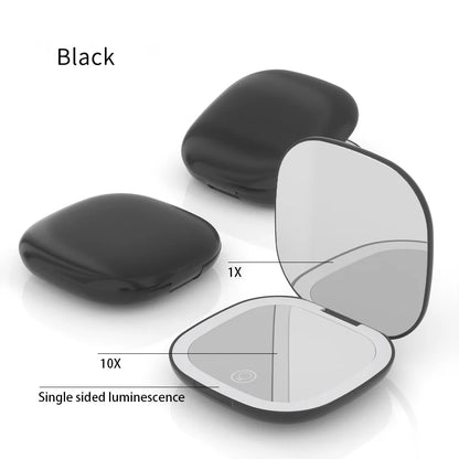 Mini Compact Foldable Pocket Hand Led Makeup Mirror With Led Light 5x/10x Magnification Rechargeable And Small Beauty World Shop