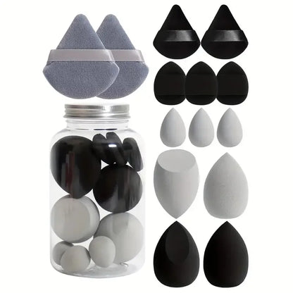 14Pcs/Set Makeup Sponge Set with Storage Jar Velvet Beauty Blenders Makeup Sponge Finger Puff Foundation Cosmetic Puffs Beauty World Shop