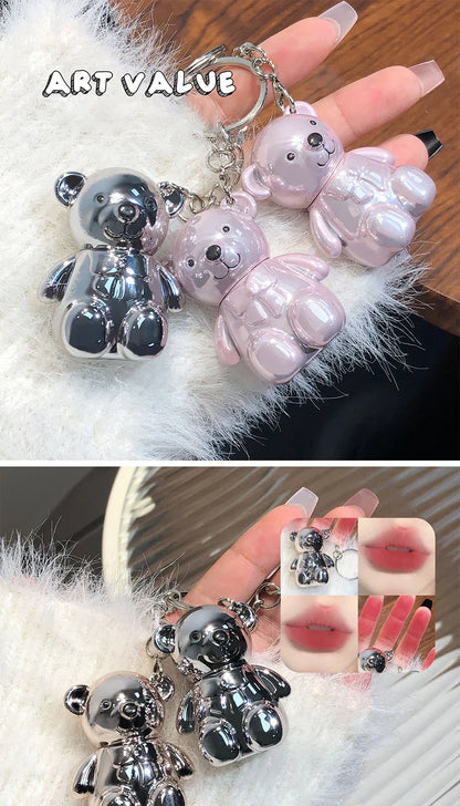 ART VALUE Bear Doudoun Velour Lip Clay matte Mist Face with White grey pink keychain lip glaze Beauty Trend Shop