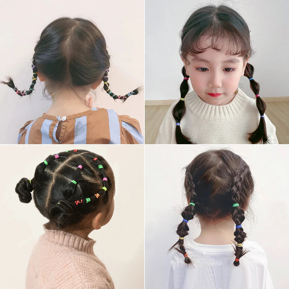 500/1000/2000pcs Girls Colourful Disposable Rubber Band Hair Ties Headband Children Ponytail Holder Bands Kids Hair Accessories Beauty World Shop