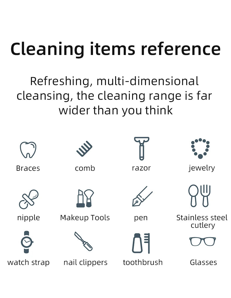 250mAh Ultrasonic Glasses Cleaning Machine Ultrasound Timed Jewelry Toothbrush High Frequency Ultrasonic Cleaner Bath 2026 Beauty World Shop