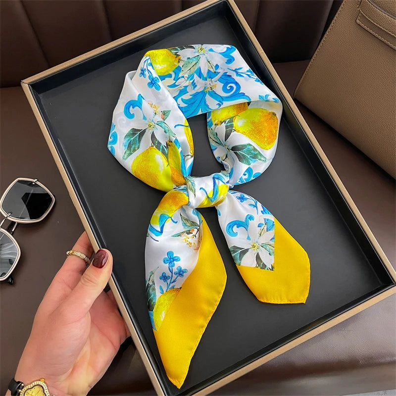 2025 New Fashion Luxury Printed Square Shawl Women 70x70cm Pashmina Silk Scarf Neck Headband Bandana Beauty World Shop