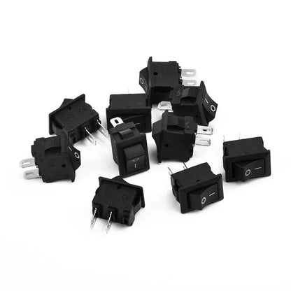 10 Pcs round Rocker Switches 250V 3A 2-Pin ON/OFF Toggle SPST for Auto Car Truck Boat 10x15mm Beauty Trend Shop