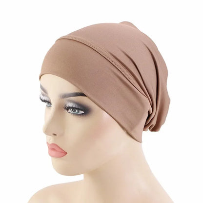 2020 soft modal inner Hijab Caps Muslim stretch Turban cap Islamic Underscarf Bonnet hat female headband tube cap turbante mujer Beauty World Shop