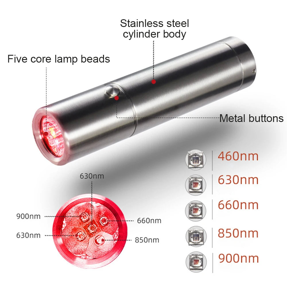 Red Light Therapy Wand Device for Body Relief Acne Treatment With 5 Wavelengths Near Infrared 900nm Light Therapy Skin Health Beauty World Shop