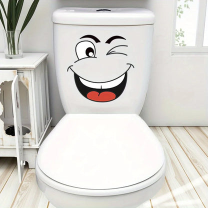 4 sheets/Set Cartoon Face Stickers,Self-Adhesive, Plastic Surface Compatible,Home Decoration Suitable for Trash Can, oilet Decor Beauty World Shop