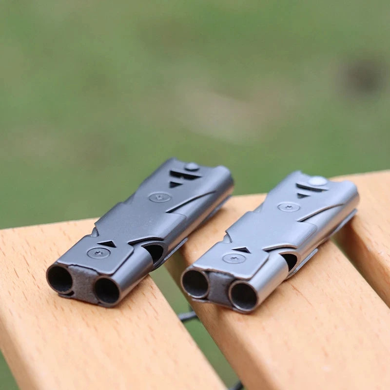 150DB Double Tube High-frequency High Decibel Survival Whistle Outdoor Rescue Steel Metal Survie Accessories Hiking Tool Travel Beauty World Shop