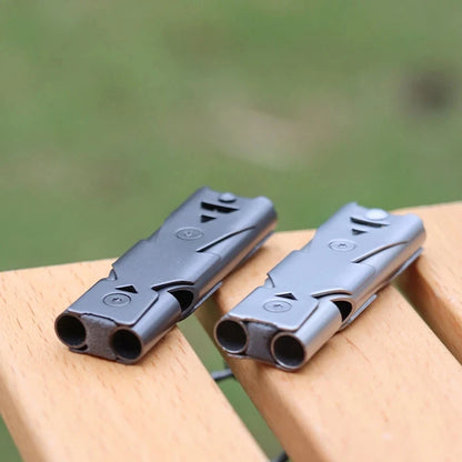 150DB Double Tube High-frequency High Decibel Survival Whistle Outdoor Rescue Steel Metal Survie Accessories Hiking Tool Travel Beauty World Shop