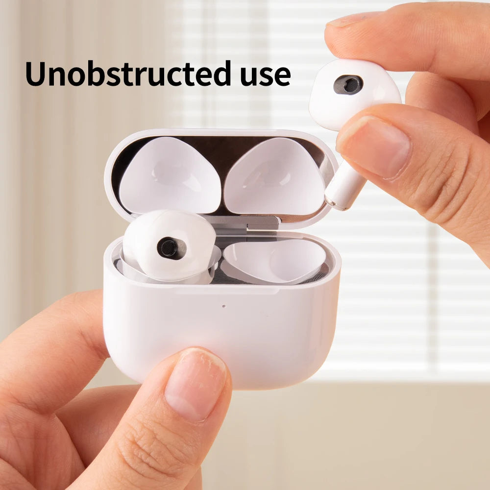 For AirPods 4 Sticker Earphone Case Metal Dustproof Scratch Resistant Sticker Cover For Airpods 4 4th 2024 Gen Protective Film