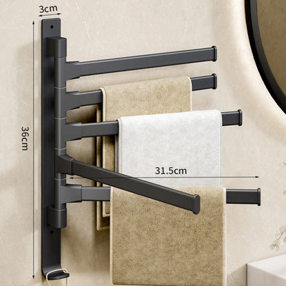 Bathroom Towel Rack Rotatable Towel Holder Space Aluminum 2/3/4/5-Bar Towel Hanger Kitchen Shelf Paper Hanging Wall Mounted Beauty World Shop