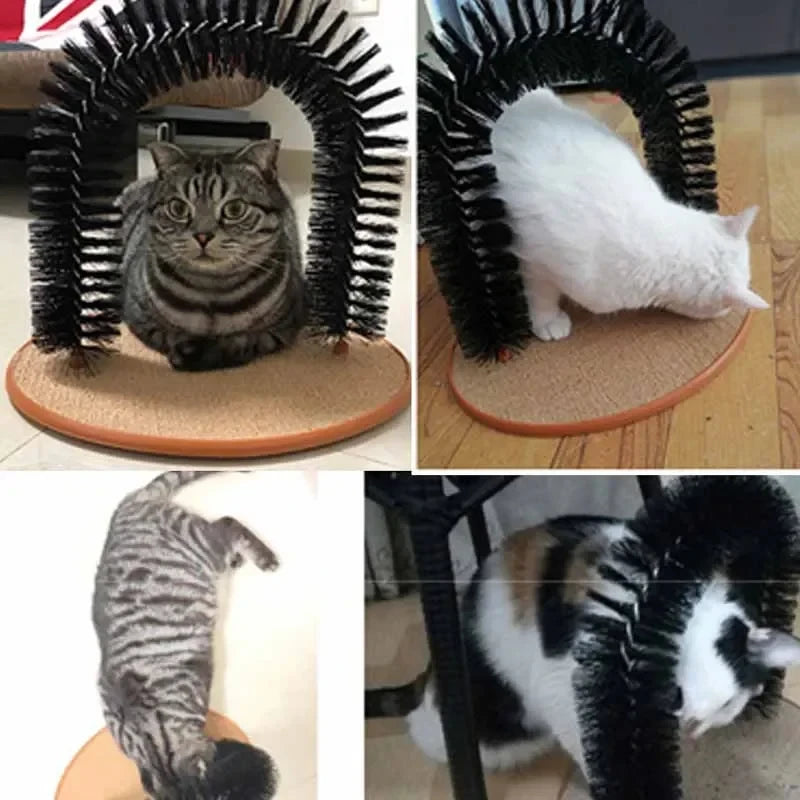 Cat Toy Arch Self Groome Pamper Feline with A Massage Grooming Rubbing Brush with Scratching Pad Toy for Cats Interactive Toys Beauty World Shop