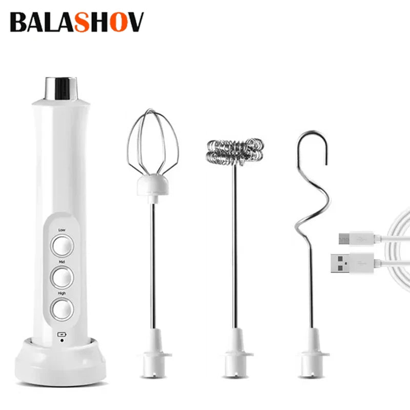 Wireless Milk Foam USB Rechargeable Handheld Electric Foam Maker 3 Speeds for Latte Cappuccino Hot Chocolate Coffee Whisk Mixer Beauty World Shop