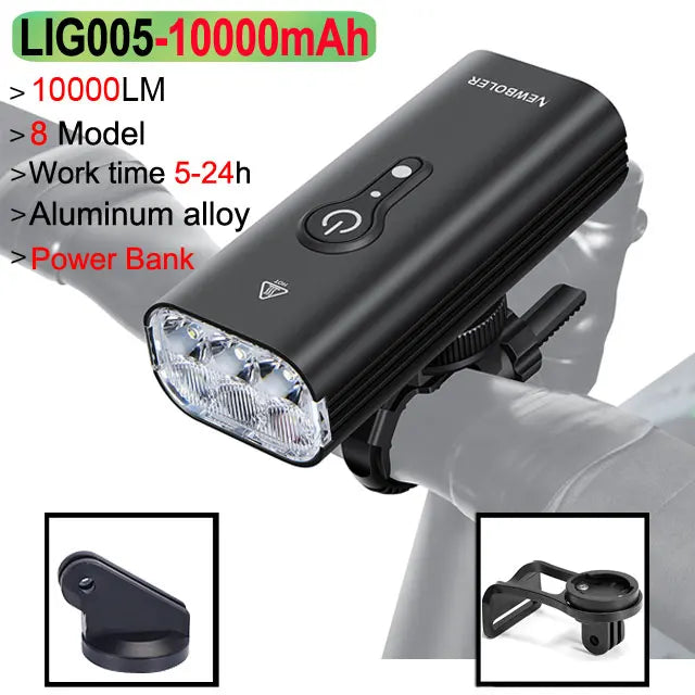 NEWBOLER 10000mAh Smart Bicycle Light Front 10000LM Bike Light Waterproof USB Charging MTB Road Cycling Lamp Bike Accessories Beauty World Shop