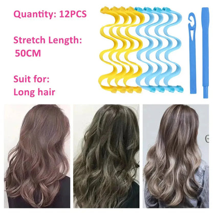 12pcs Heatless Hair Curler No Heat Hair Rollers Soft Curls Curling Rod Roller Sticks Perm Rods Wave Formers Hair Styling Tools Beauty World Shop
