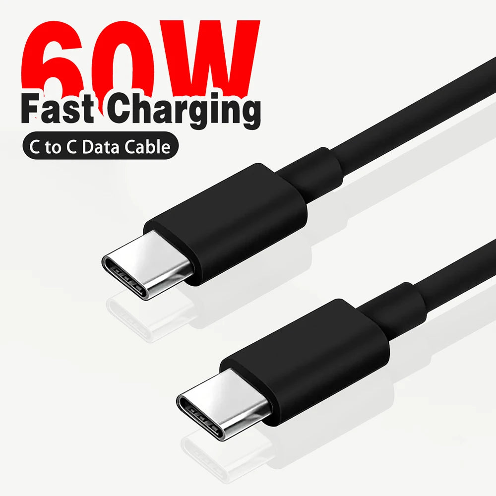 PD 60W USB C to USB Type C Cable Fast Charge Data Cable For Iphone 15 15Pro Huawei Samsung Xiaomi Data Line Black White 1M 2M 3M Beauty World Shop