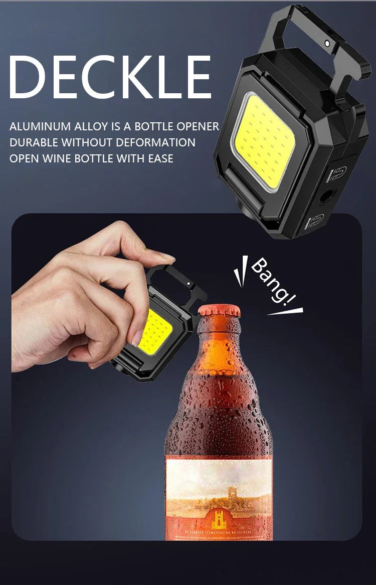 XPE Pocket Work Light 1000LM COB LED Mini Keychain Light USB Rechargeable Flashlight IPX4 Waterproof for Outdoor Camping Hiking Beauty Fashion