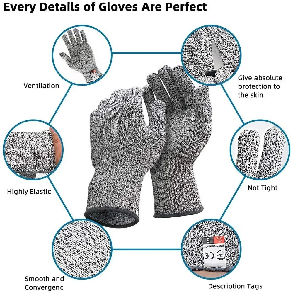 Grade 5 Cut-Resistant Kitchen Gloves – HPPE Protective Gloves for Glass Cutting, Scratch Resistance & Safety (Ideal for Gardener Beauty World Shop
