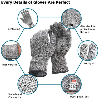 Grade 5 Cut-Resistant Kitchen Gloves – HPPE Protective Gloves for Glass Cutting, Scratch Resistance & Safety (Ideal for Gardener Beauty World Shop