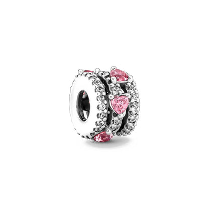 2025 Hot selling 925 Silver Pink Bird Moon Pendant Suitable for European Bracelets DIY Accessories Women's Charm Jewelry Gifts Beauty World Shop