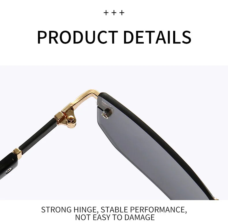 Rimless Sunglasses Rectangle Fashion Popular Women Men Shades Small Square Sun Glasses For Female Male Summer Traveling Oculos Beauty World Shop