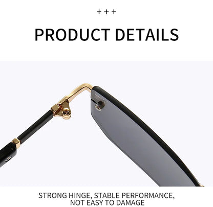 Rimless Sunglasses Rectangle Fashion Popular Women Men Shades Small Square Sun Glasses For Female Male Summer Traveling Oculos Beauty World Shop