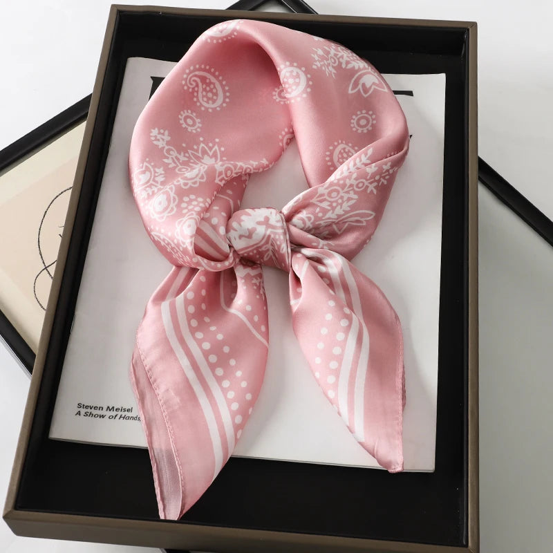 Luxury Brand Silk Square Paisley Scarf Women Satin Neck Hair Tie Band Soft Bandana Neckerchife 2025 Hijab Head Female Foulard Beauty World Shop