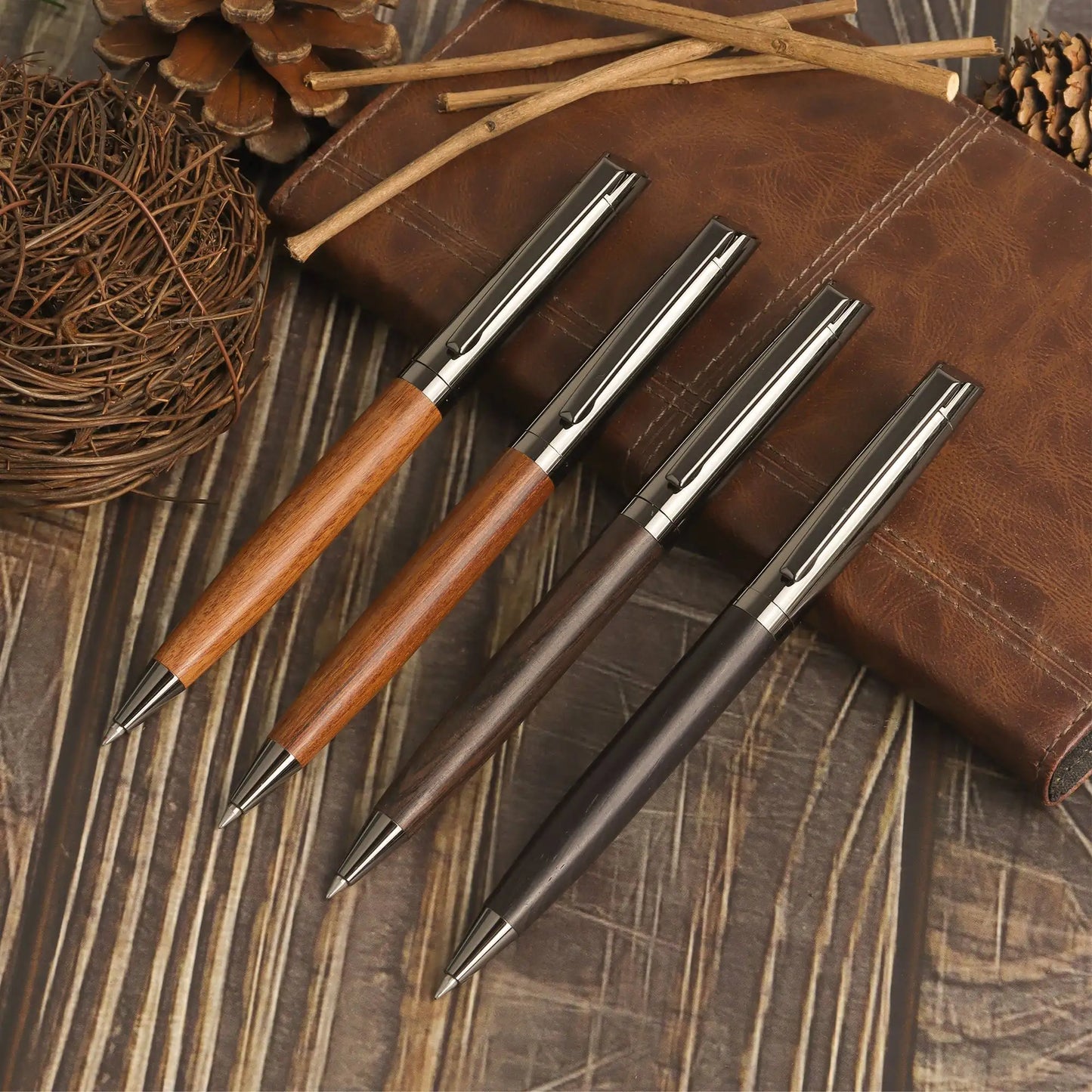 YUN CHUN 1 Set Premium Metal Ballpoint Pen with Wood Barrel for Smooth Writing and High-End Design-Black Ink-Office-With Case Beauty World Shop