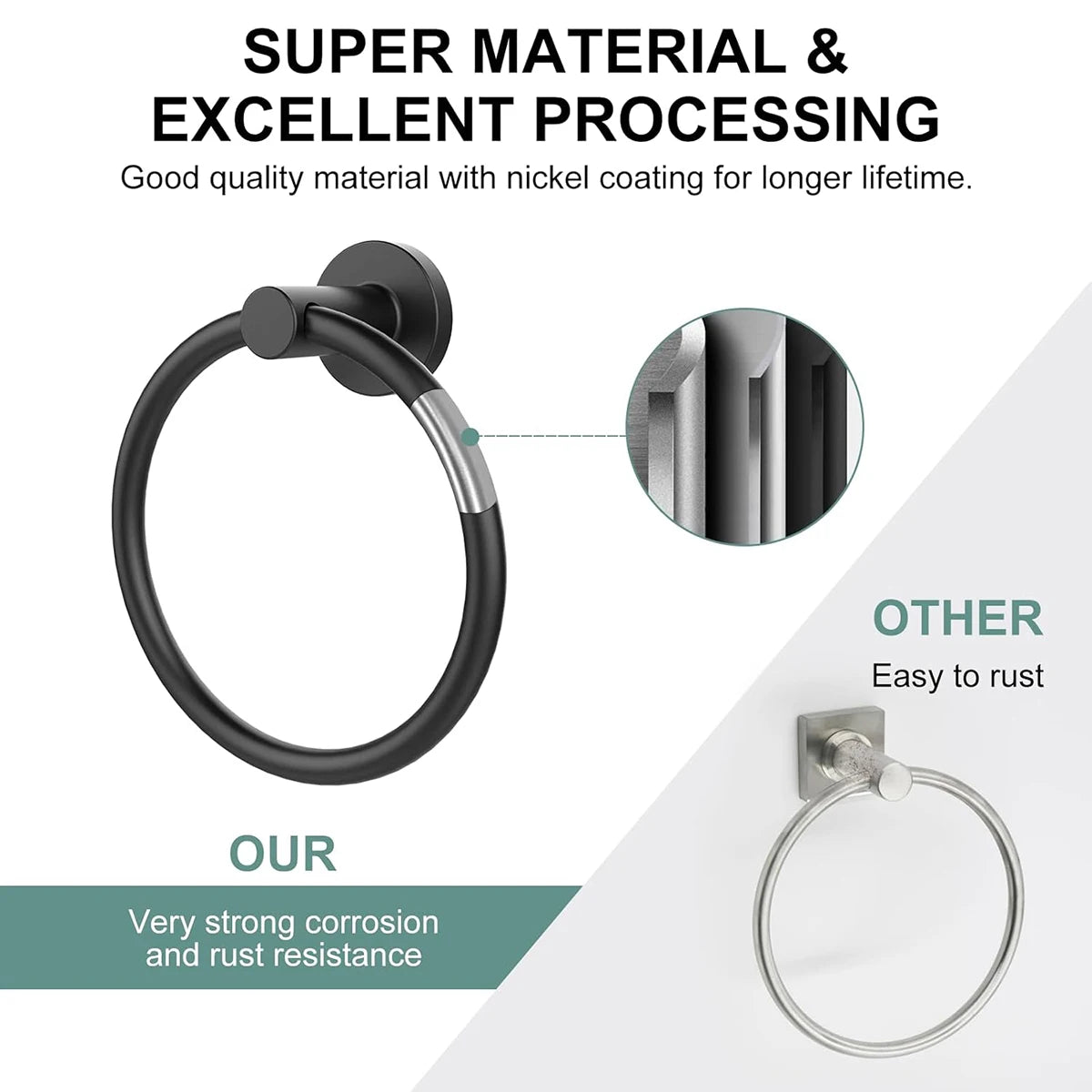 Bathroom Towel Ring Hook Hardware Accessories Storage Holder 304 Stainless Steel Hand Towel Holder Modern Round Towel Hanger Beauty World Shop