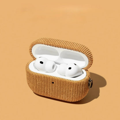 Luxury Corduroy Pattern New Earphone Case For Airpods Pro 2 With Keychain Soft Leather Protective Cover For Airpods 1 2 3 ﻿Pro3