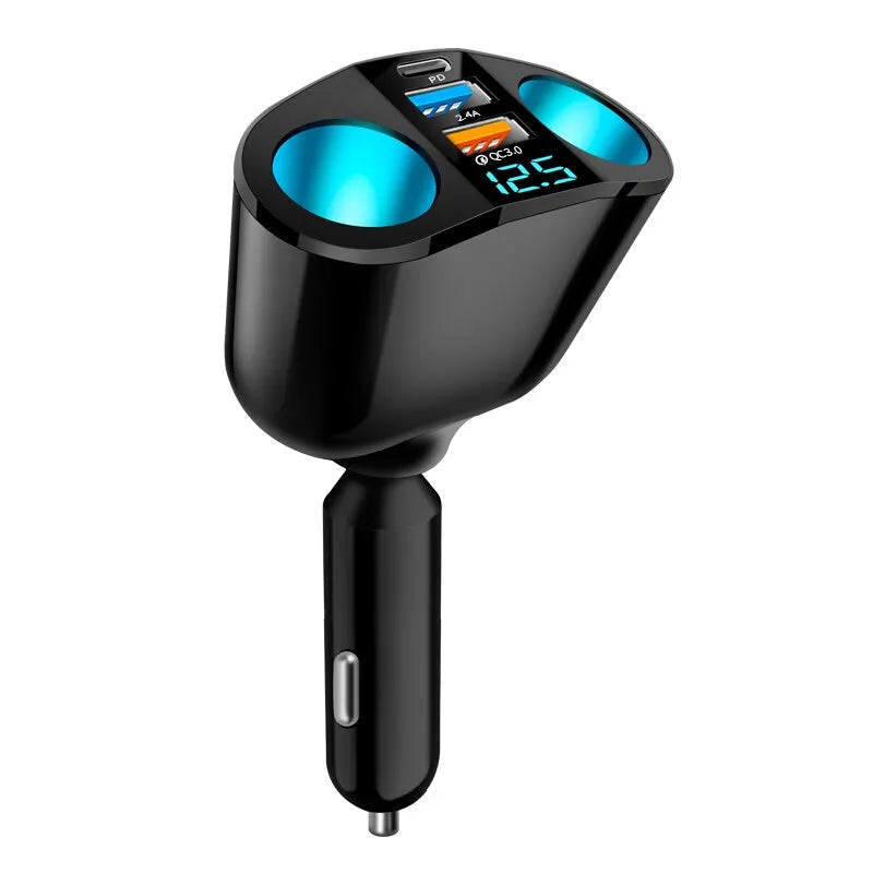Multiple Devices Can Be Charged at the Same Time with Digital Display Car Charg Dual-port Car Charger Adapter Beauty World Shop