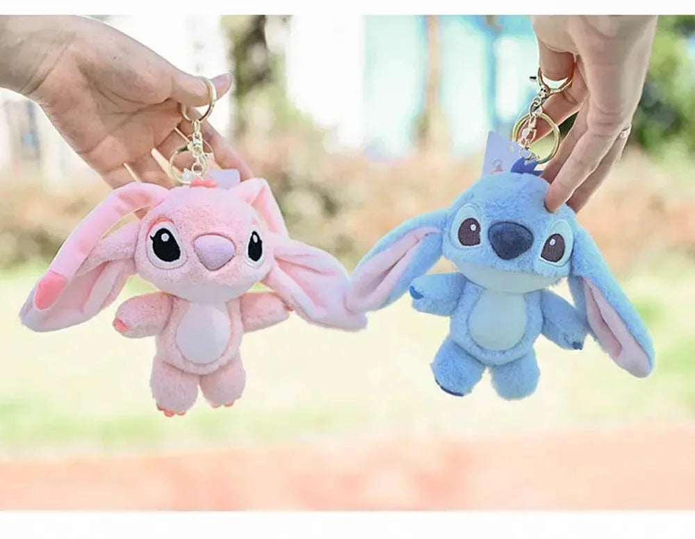 Cartoon Stitch Plush Keychain Soft Toy Cute Stuffed Animal Pendant Gift for Girls  Angel Doll Bag Charm Kids Birthday Present Beauty Fashion