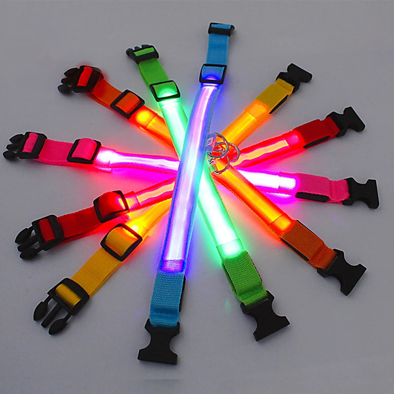 USB Rechargeable Luminous Collar Adjustable Led Glowing Dog Collar for Large Small Dogs Cat Night Light Collar Pet Safety Harnes Beauty World Shop