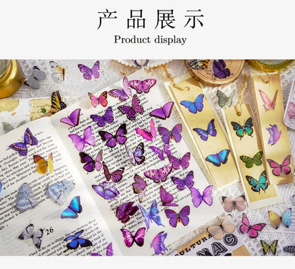 Journamm 40pcs/pack Butterfly Series Stickers Art Collage Junk Journal DIY Scrapbooking PET Waterproof Craft Aesthetics Stickers Beauty World Shop