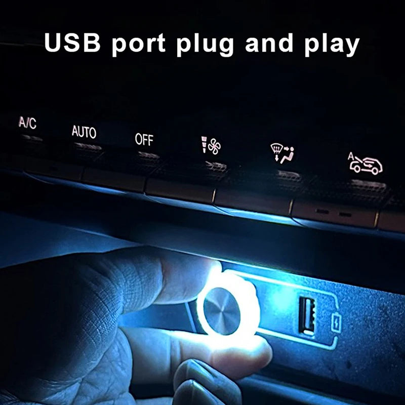 Portable Car USB Ambient Light Mini LED Decorative Atmosphere Lamps For Auto Interior Environment Light Computer Light Plug Play Beauty World Shop