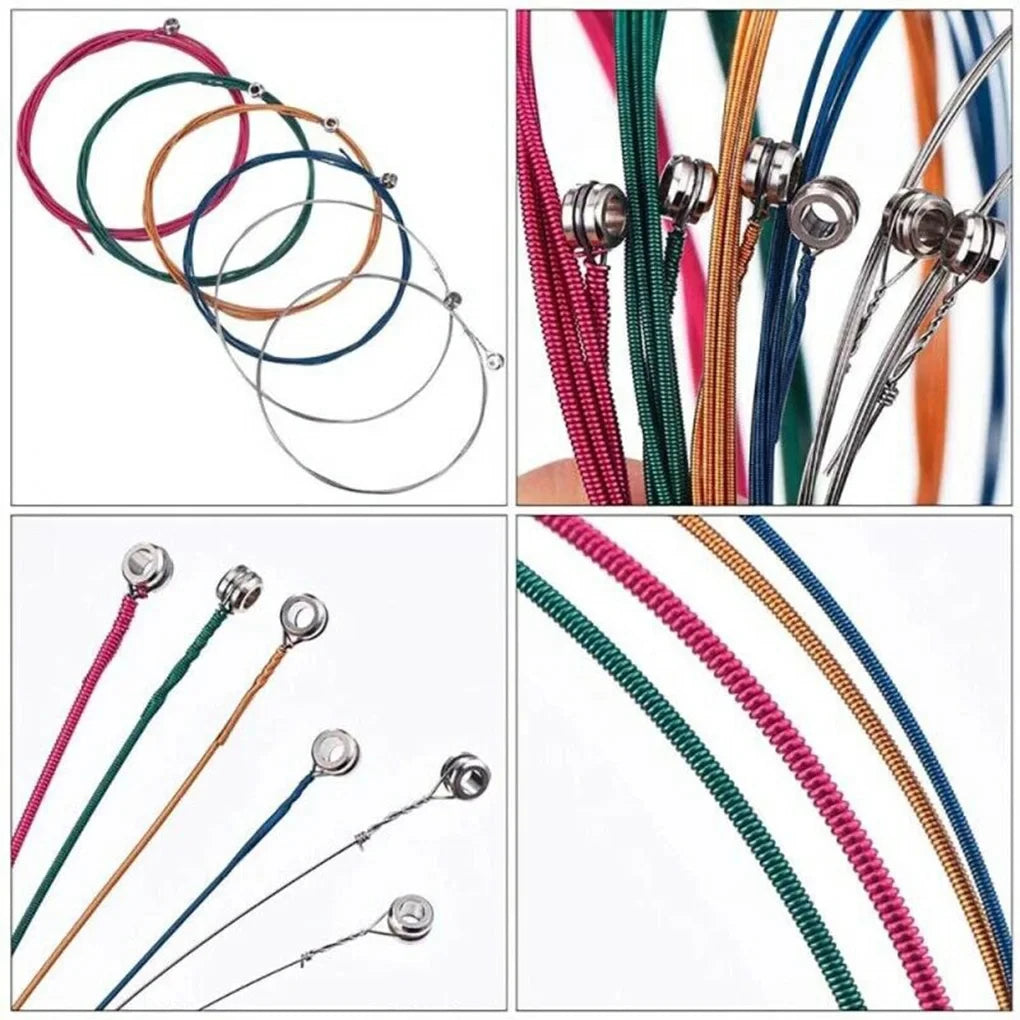 Miwayer Set of 6 Acoustic Guitar Strings, E-A Rainbow Colors, for Folk Acoustic Guitar, Classical Guitar Beauty World Shop