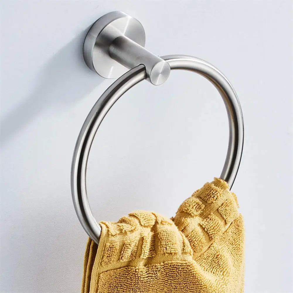 Bathroom Towel Ring Hook Hardware Accessories Storage Holder 304 Stainless Steel Hand Towel Holder Modern Round Towel Hanger Beauty World Shop