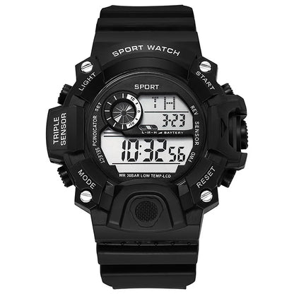 Fashion Men's Watch Sports Electronic Wristwatch Large dial Multifunctional Waterproof Luminous Alarm Kids Male's Military Watch Beauty World Shop