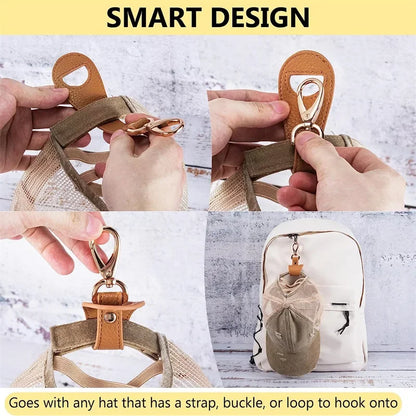 Travel Hat Clip Leather Simple Golf Baseball Hat Clip Summer Hat Strap Towel Glove Storage Wallet Buckle Hands-free Latch Clip Beauty World Shop