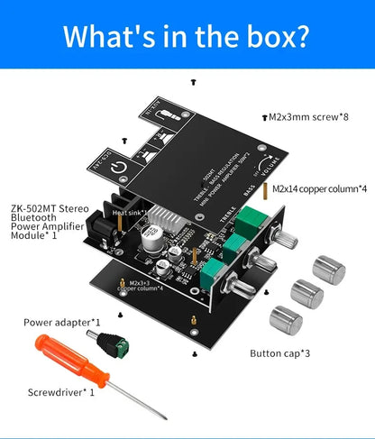Bluetooth 5.0 Subwoofer Amplifier Board 2.0 Channel High Power Audio Digital HIFI Stereo Amplifier Board 2X50W Bass AMP ZK-502MT Beauty World Shop